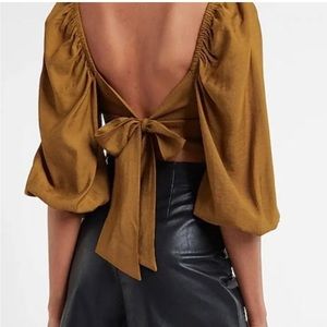 Express tie back puff sleeve top